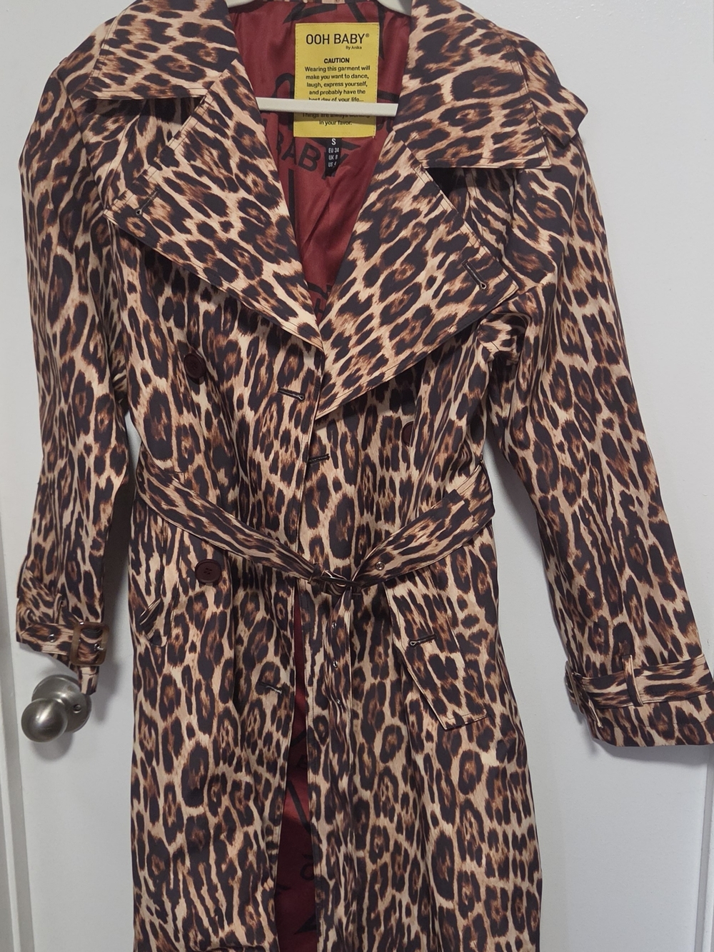 ANIKA OOH BABY LEOPARD PRINT RAIN TRENCH COAT EUROPE